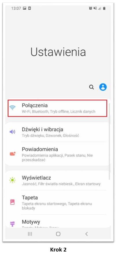 Połączenia zrzut ekranu