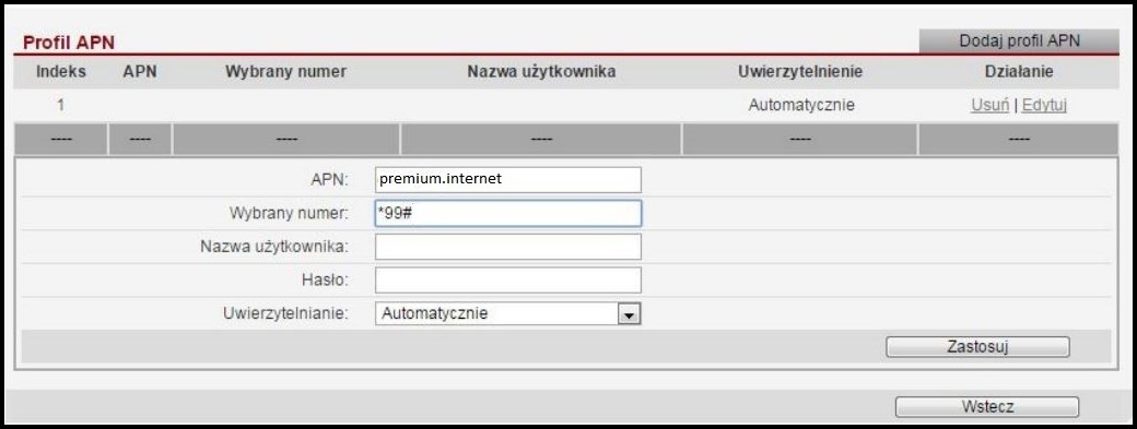 Konfiguracja internetu