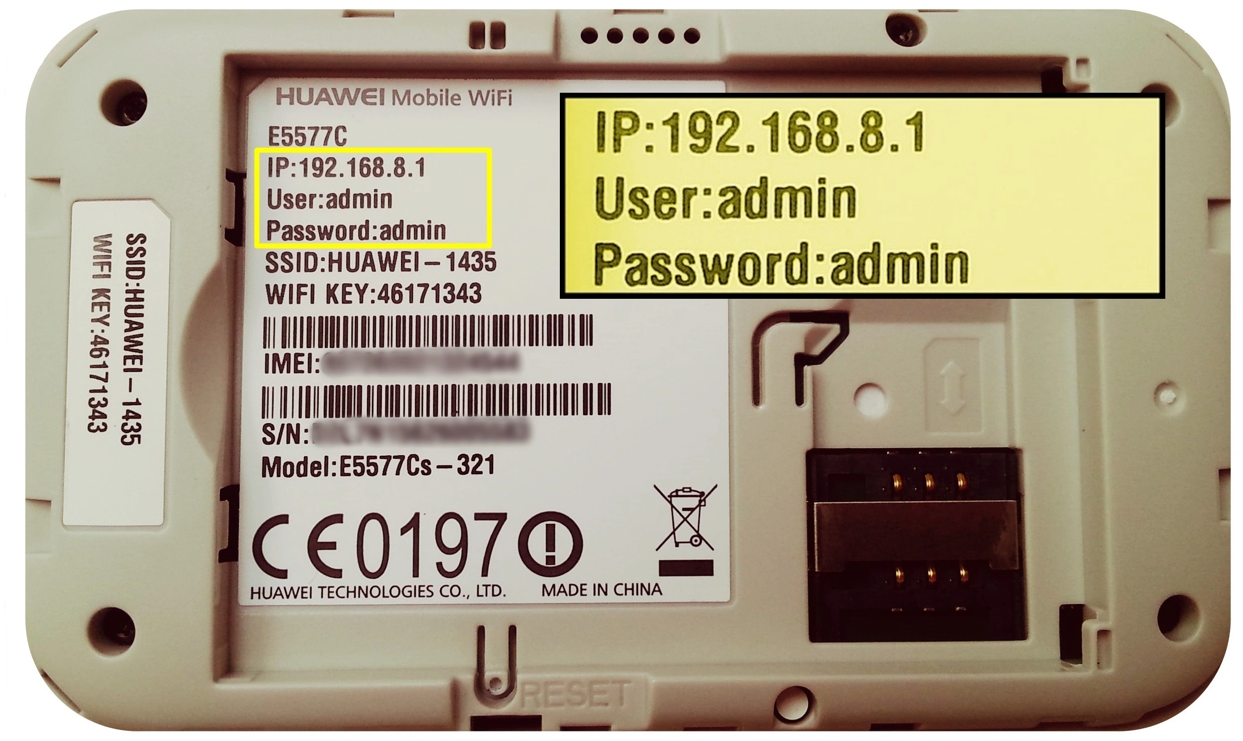 Router mobilny - etykieta z danymi dostępowymi