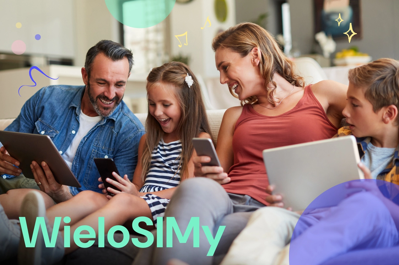 Rodzina korzystająca z urządzeń mobilnych